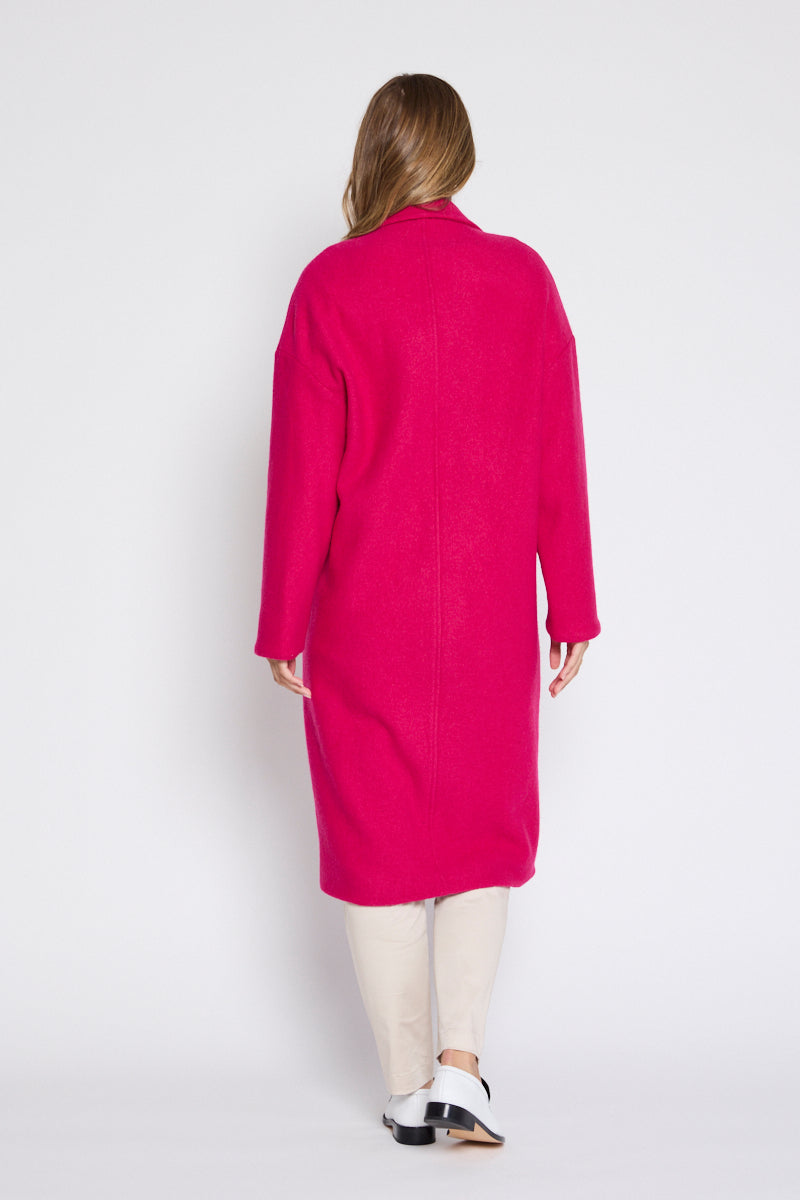 Louanna Soft Merino Wool Coat Pink Hibiscus