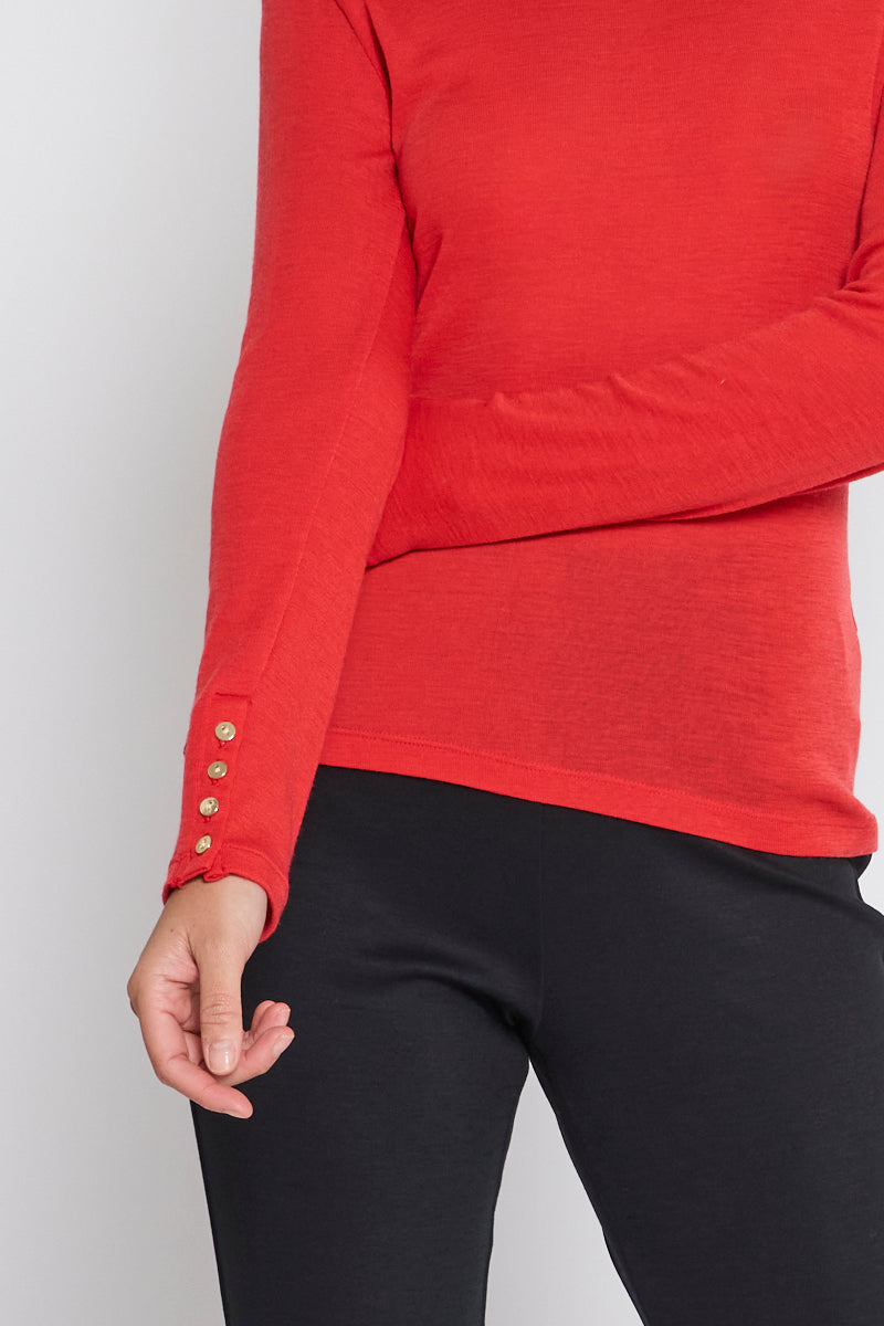 Mandalay Merino Wool Long Sleeve Knit Red