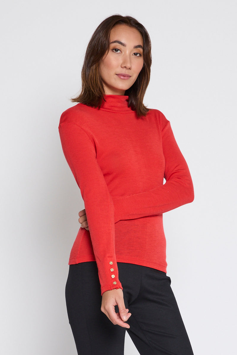 Mandalay Merino Wool Long Sleeve Knit Red