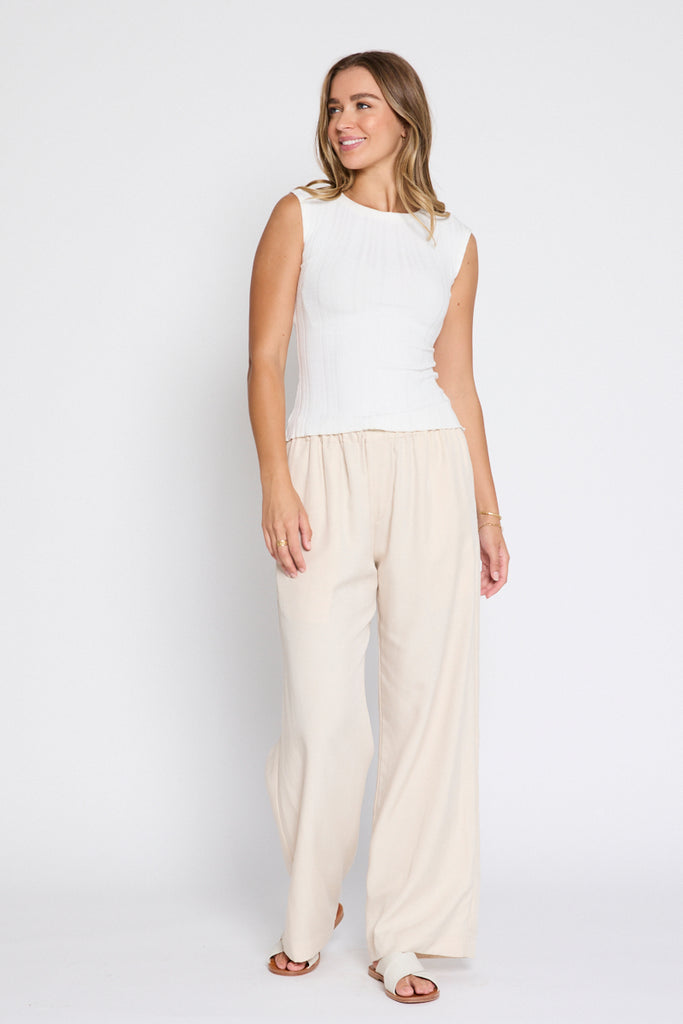 Kensington Cap Sleeve Rib Tank White