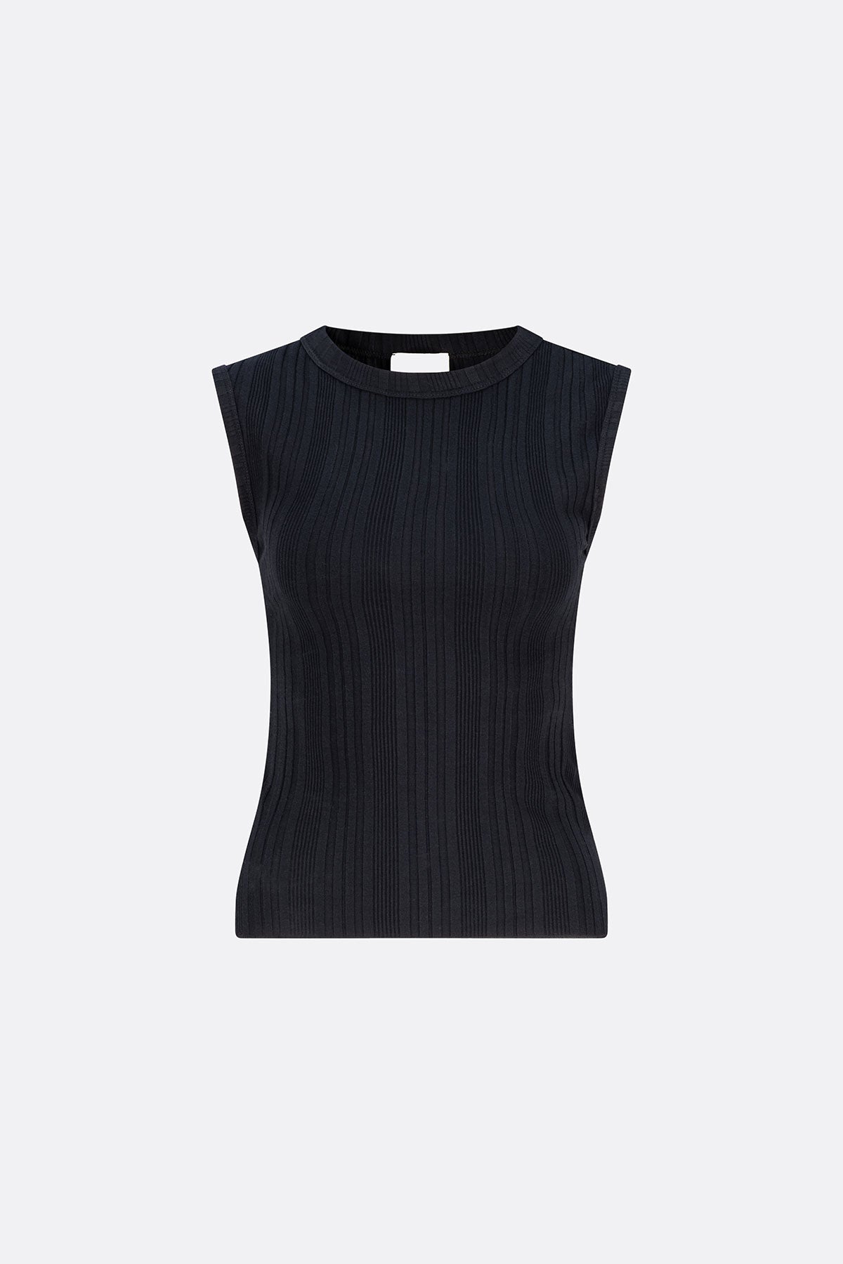 Kensington Cap Sleeve Rib Tank Black