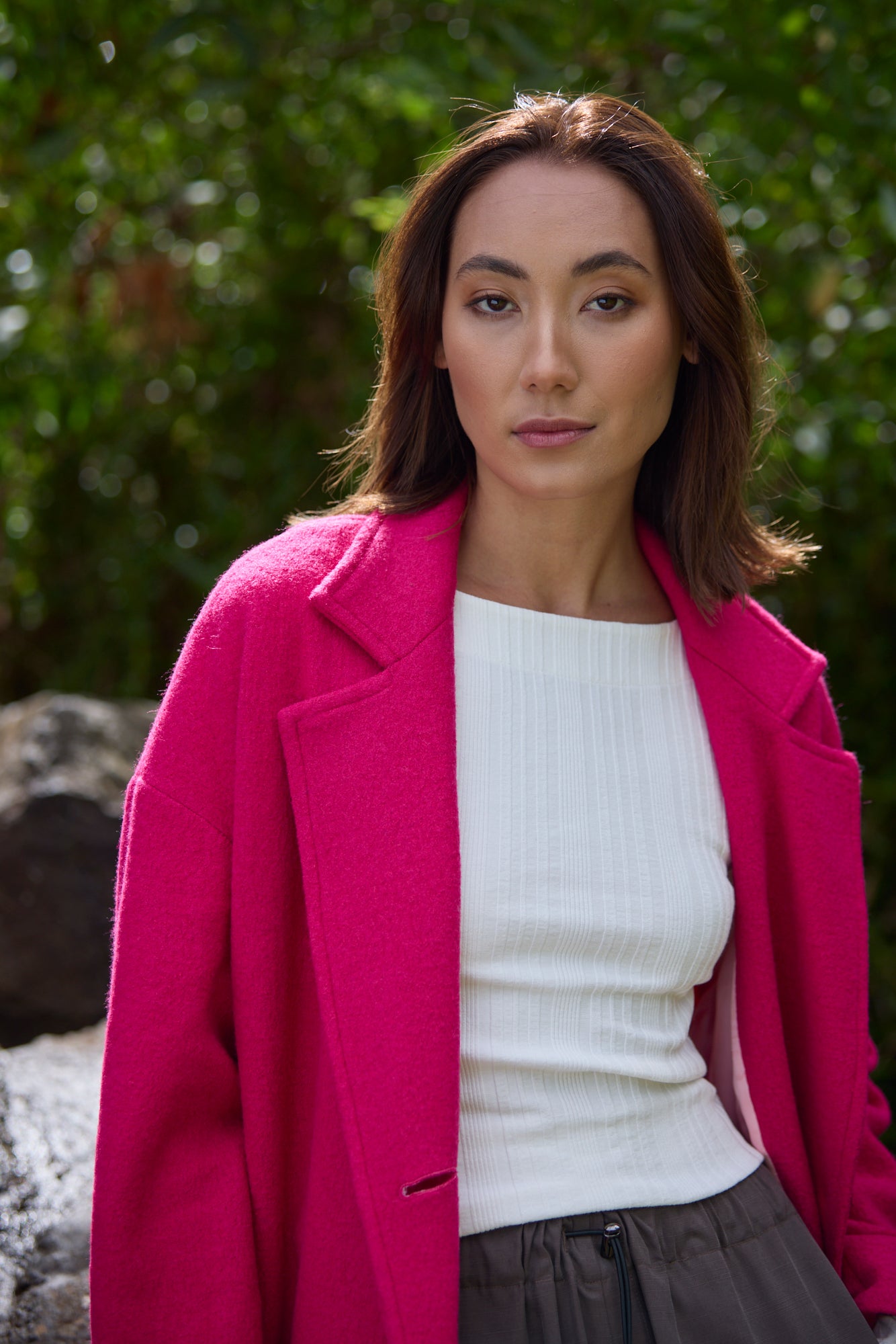 Louanna Soft Merino Wool Coat Pink Hibiscus