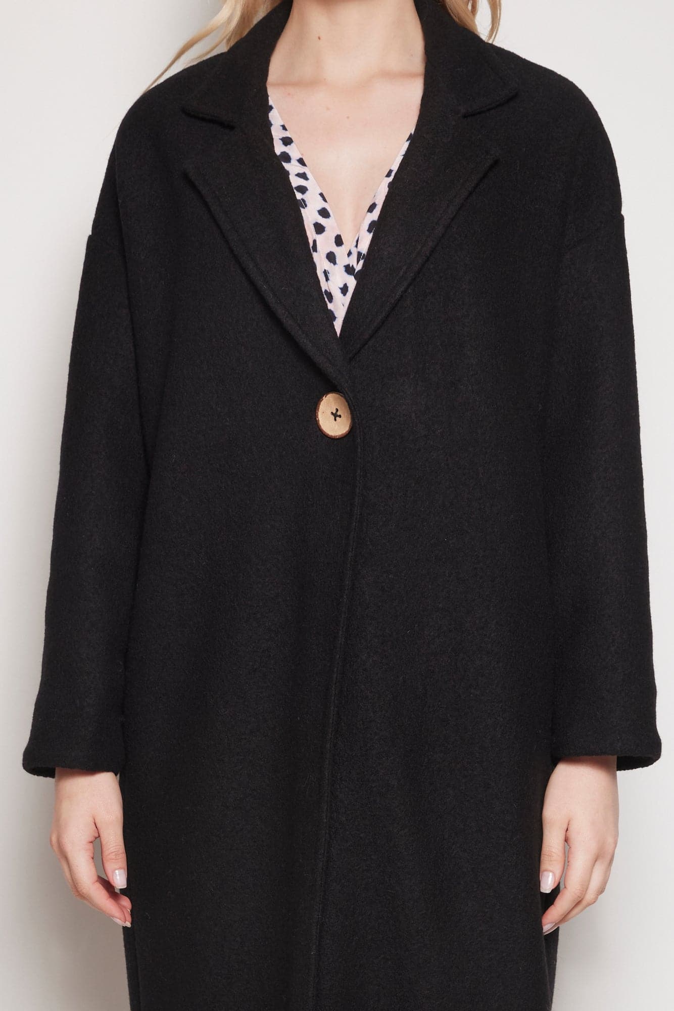 Louanna Soft Merino Wool Coat Black Night