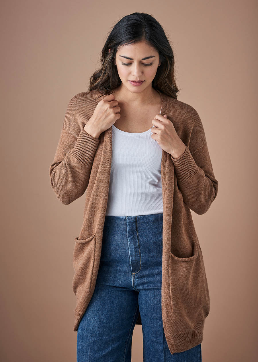 Uimi Loni Long Line Cardigan Gingerbread