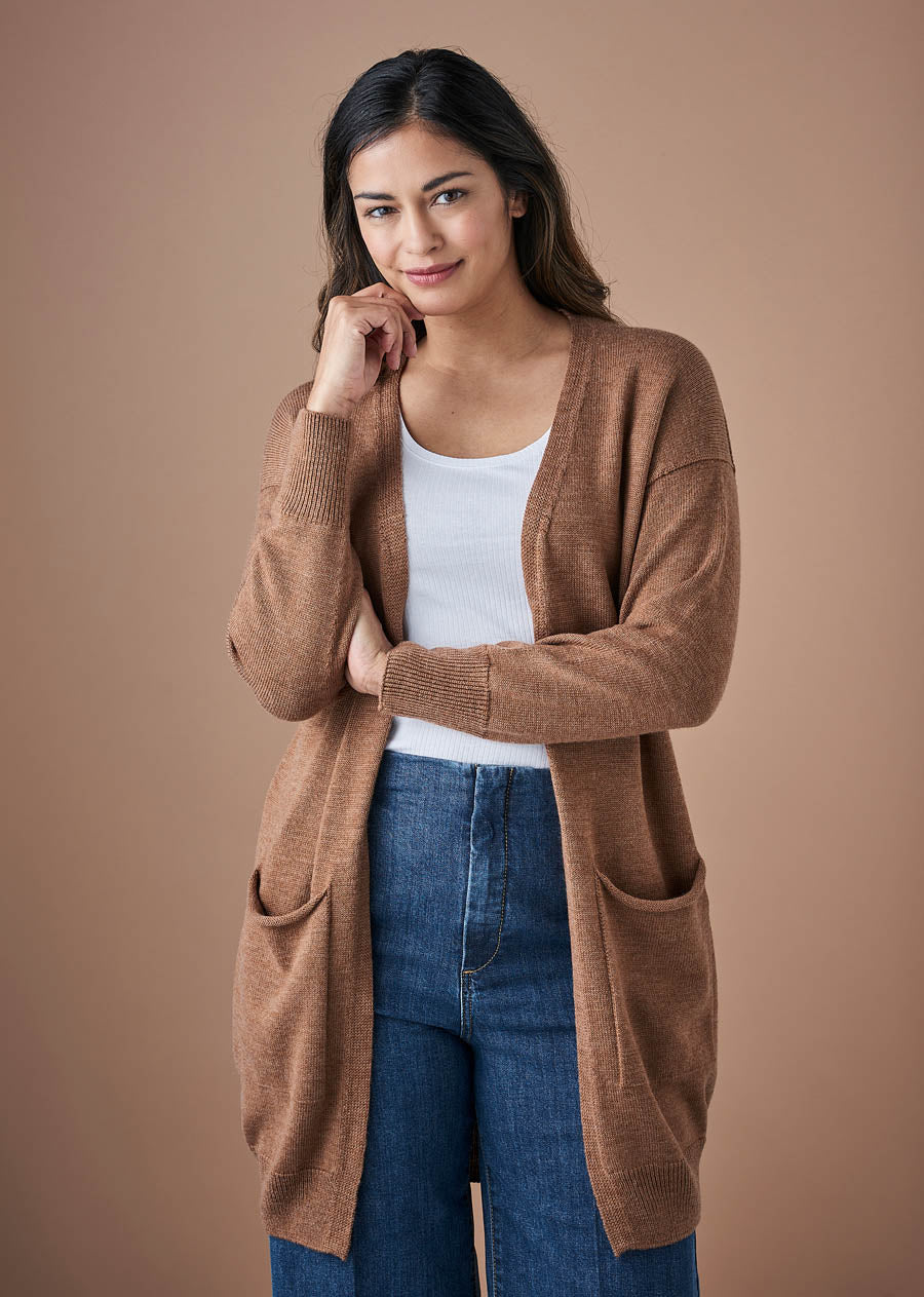 Uimi Loni Long Line Cardigan Gingerbread