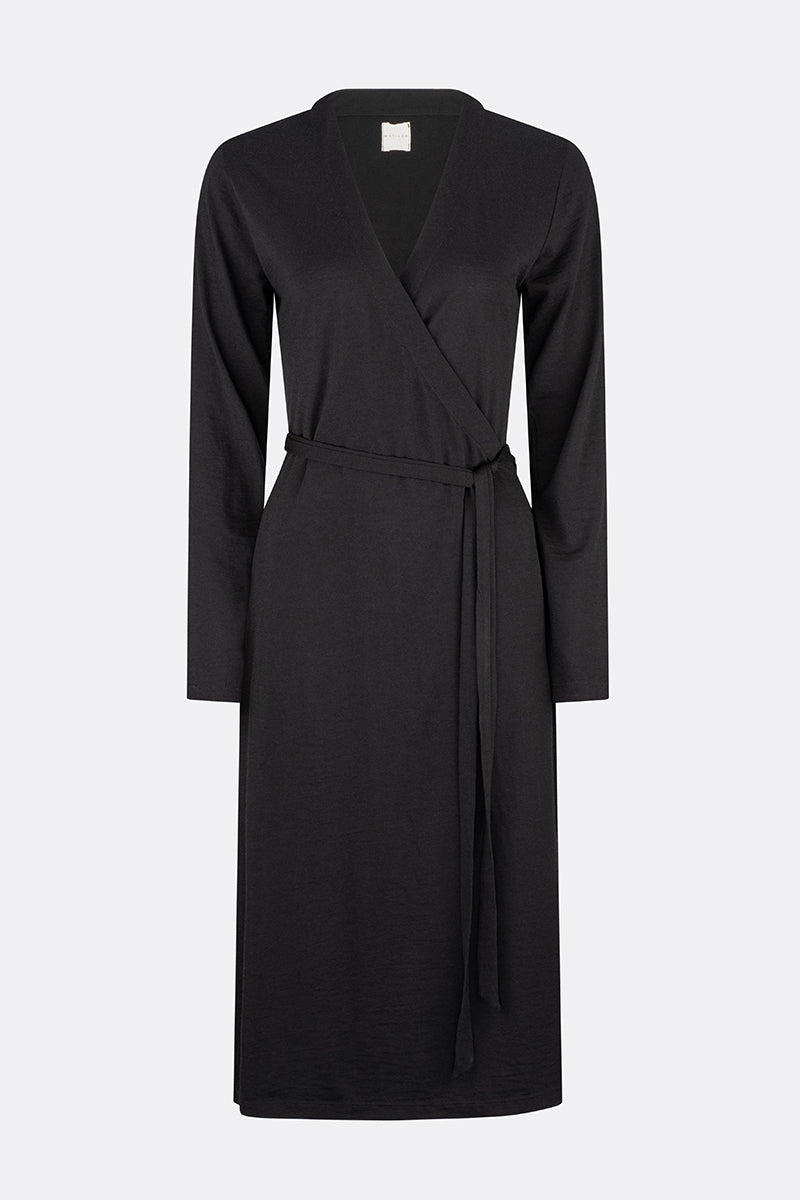 Marley Soft Merino Wool Wrap Dress Black